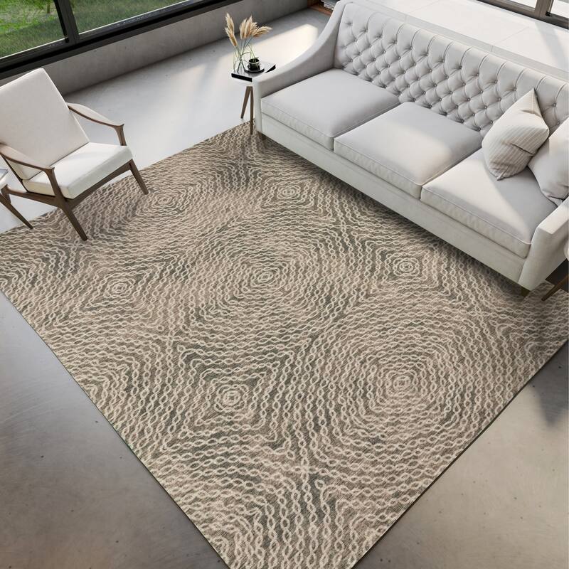 Indoor/ Outdoor Addison Bravado Link Washable Area Rug - 5' x 7'6" - Mocha
