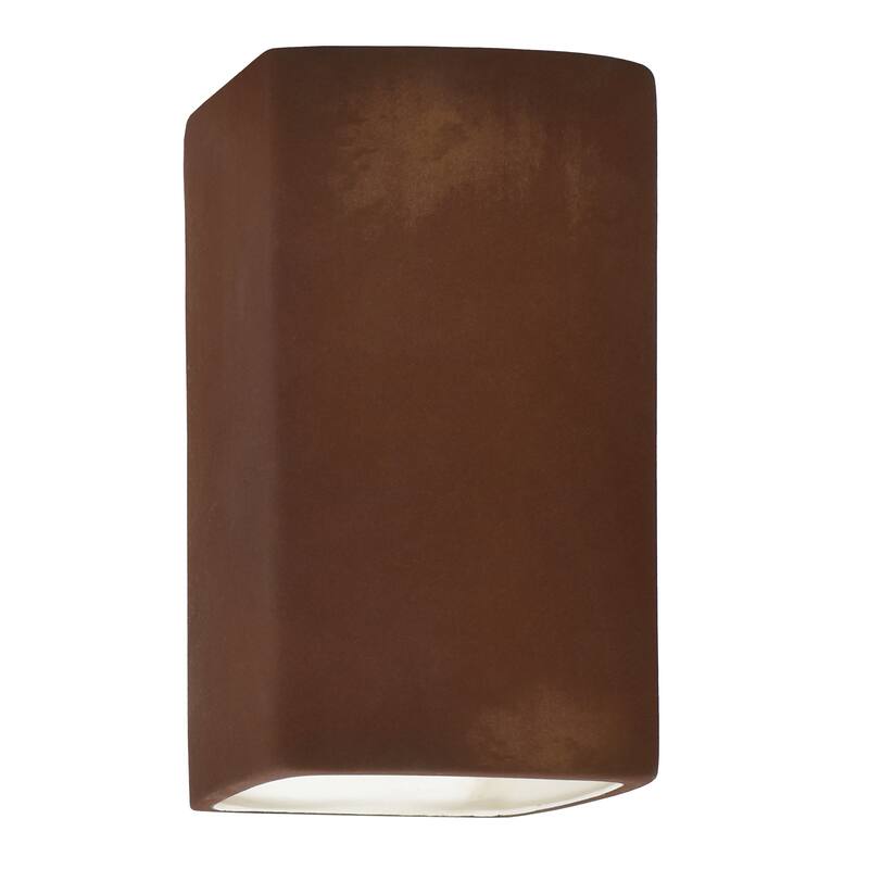 Justice Design Ambiance - Large Rectangle Wall Sconce - Closed Top - Replaceable Bulb - Real Rust