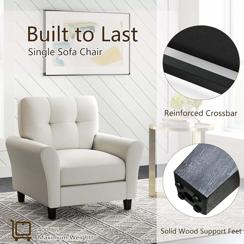 1/2 PCS Modern Accent Chair Comfy Upholstered Reading Armchair