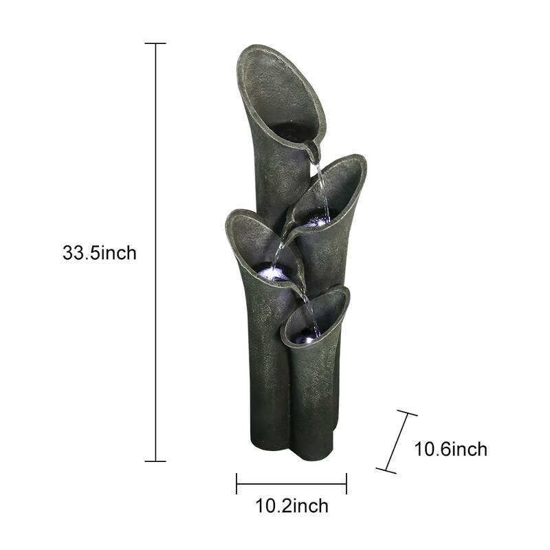 33.5"H Portable Waterfall Fountains w/LED - Indoor/Outdoor Meditation Decor