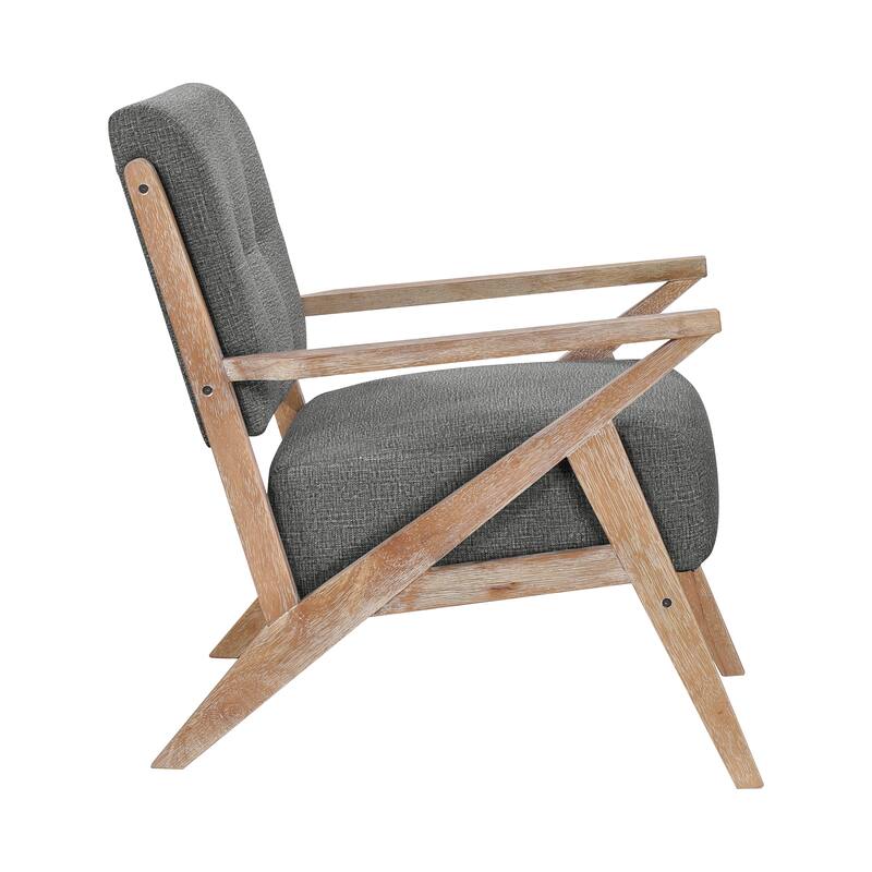 Smithfield Fabric Upholstered Tufted Wood Arm Accent Chair