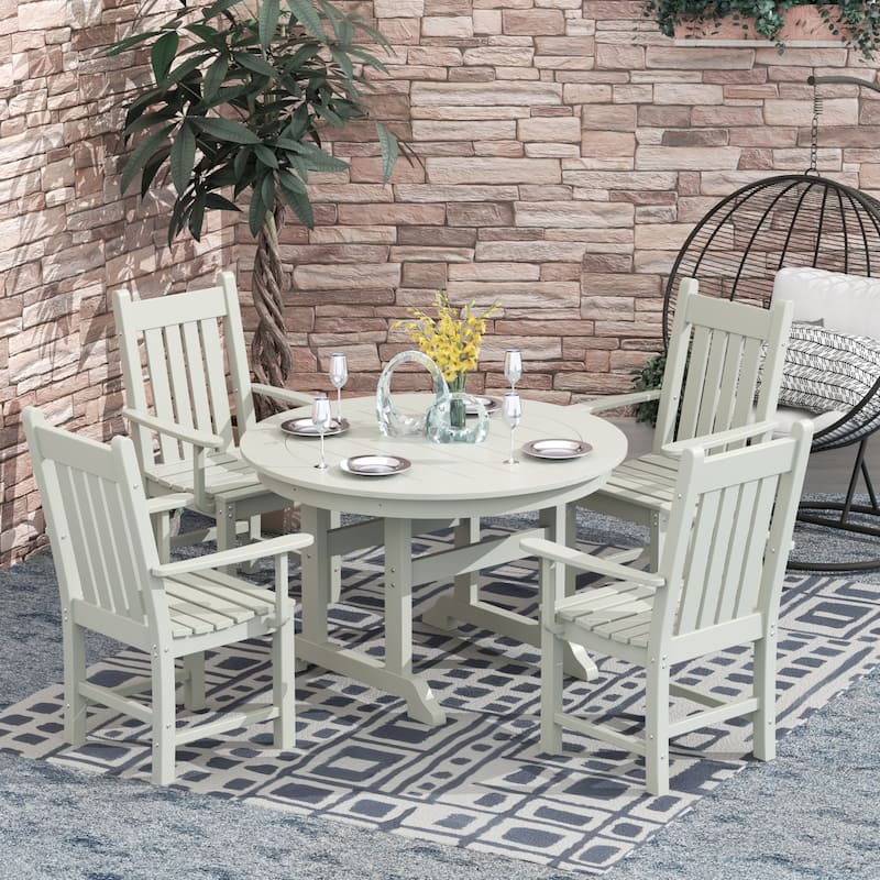 Laguna Hdpe All Weather Outdoor Patio Dining Set with Round Table, Armchairs (5-Piece Set)