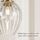 preview thumbnail 6 of 10, Modern Glam 1-Light Brass Clear Ribbed Glass Pendant Light for Kitchen Island - 9"