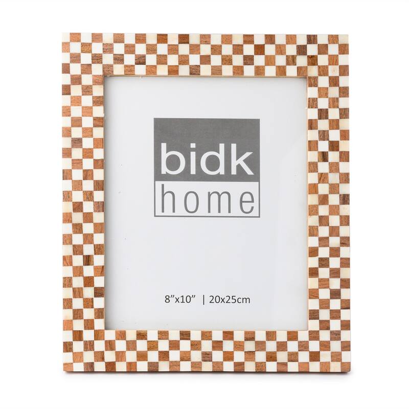 Checkered Rectangular Picture Frame - for 8" x 10" Photo - Brown and White