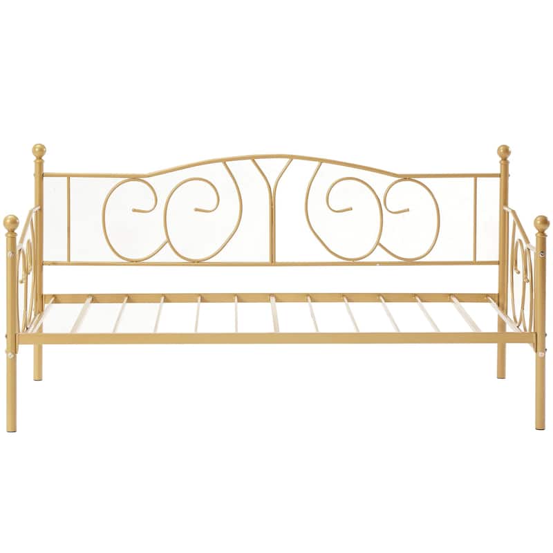 Javlergo Twin Metal Daybed Frame with Slats, Classic Mattress Foundation, No Box Spring Needed