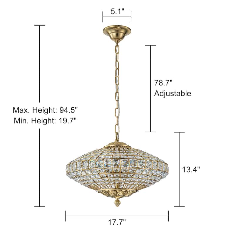 Retro French 4/5-Light Antique Brass Globe Crystal Chandelier for Living/Dining Room