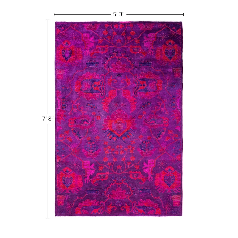 Vibrance One-of-a-Kind Hand-Knotted Area Rug - Purple, 5' 3" x 7' 8" - 5' 3" x 7' 8"