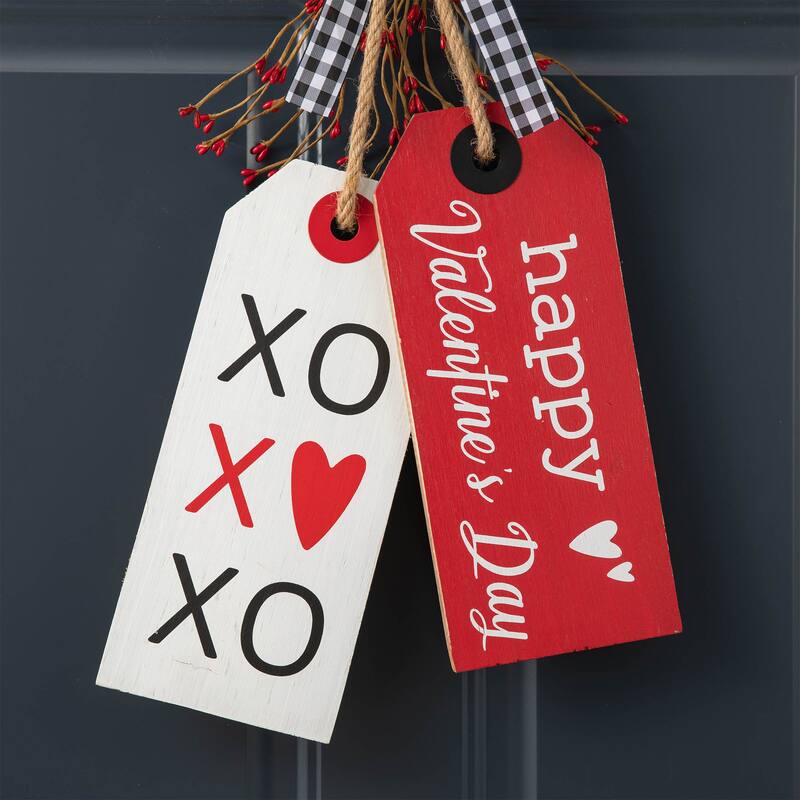 Glitzhome 24"H Wooden Valentine's Day/Patriotic/Americana/Easter Doorknob Hanging Decor