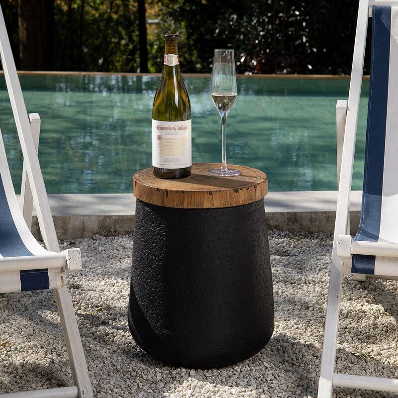 COSIEST Faux-Wood Top Side Table - 1pc - Cylinder Shape