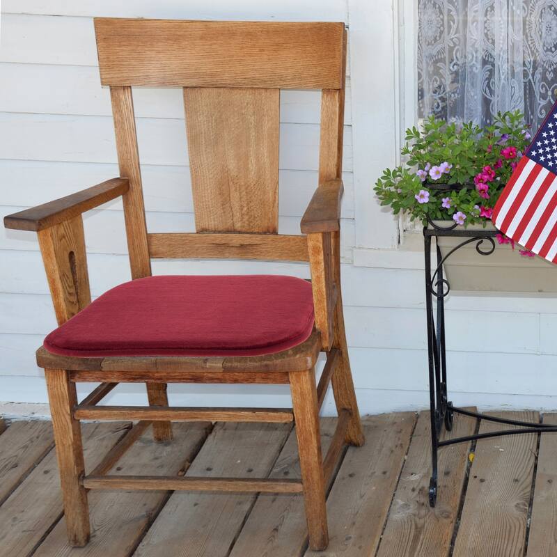 Memory Foam Chair Cushion- 16”x 16.25” Plush Chair Pad with Ties by Windsor Home