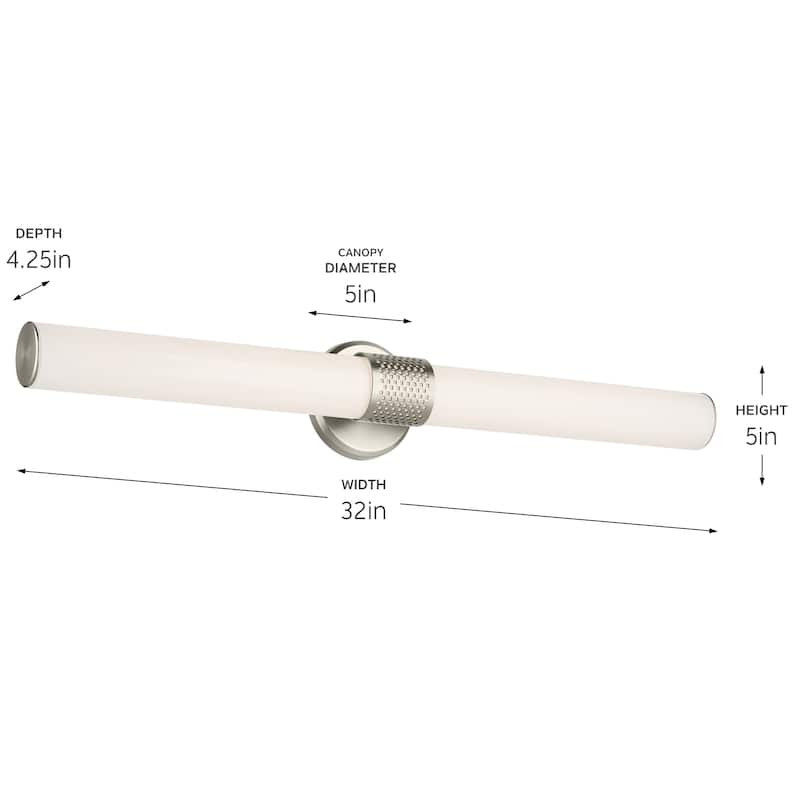 Kichler Lighting Sashi 32" Bath Bar Large LED with White Glass in Brushed Nickel