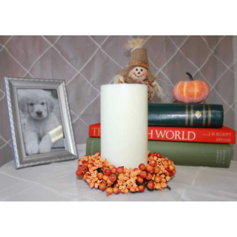 3.5" Berry Candle Ring, Autumn, Set of 2 - 6"