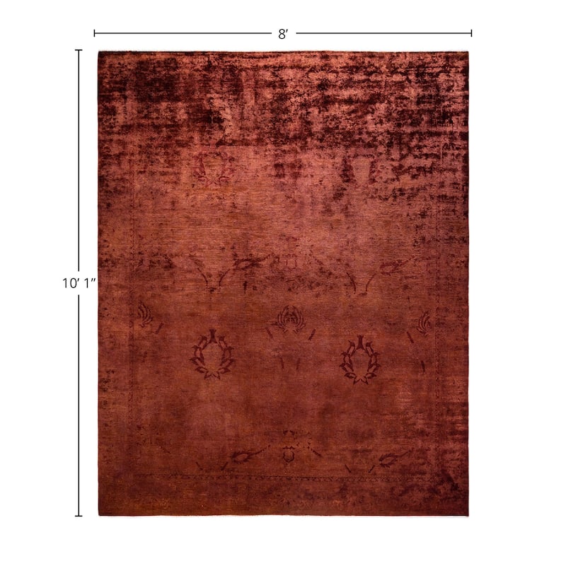 Overdyed, One-of-a-Kind Hand-Knotted Area Rug - Red - 8' 0" x 10' 1"