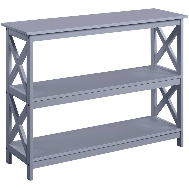 Yaheetech X-Design 3 Tiers Wooden Entryway Console Table - Grey
