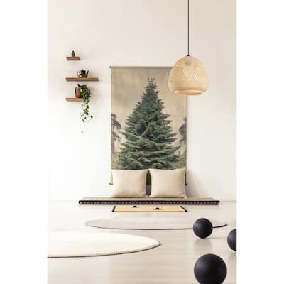 Dembleby - 1-Light Pendant - Black Finish with Natural Wood Shade - 12.60"L X 12.60"W X 11.81"H