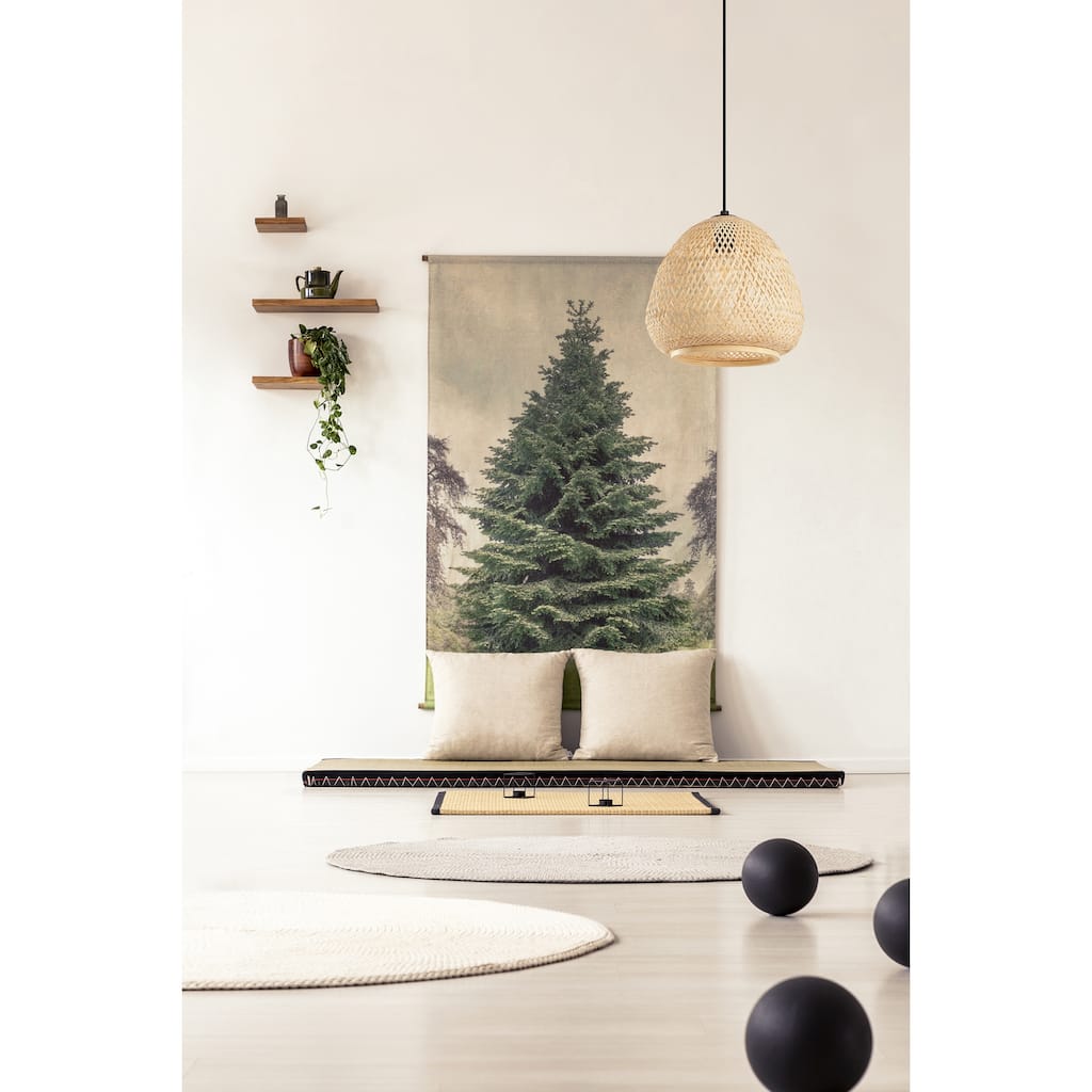 Dembleby - 1-Light Pendant - Black Finish with Natural Wood Shade - 12.60"L X 12.60"W X 11.81"H