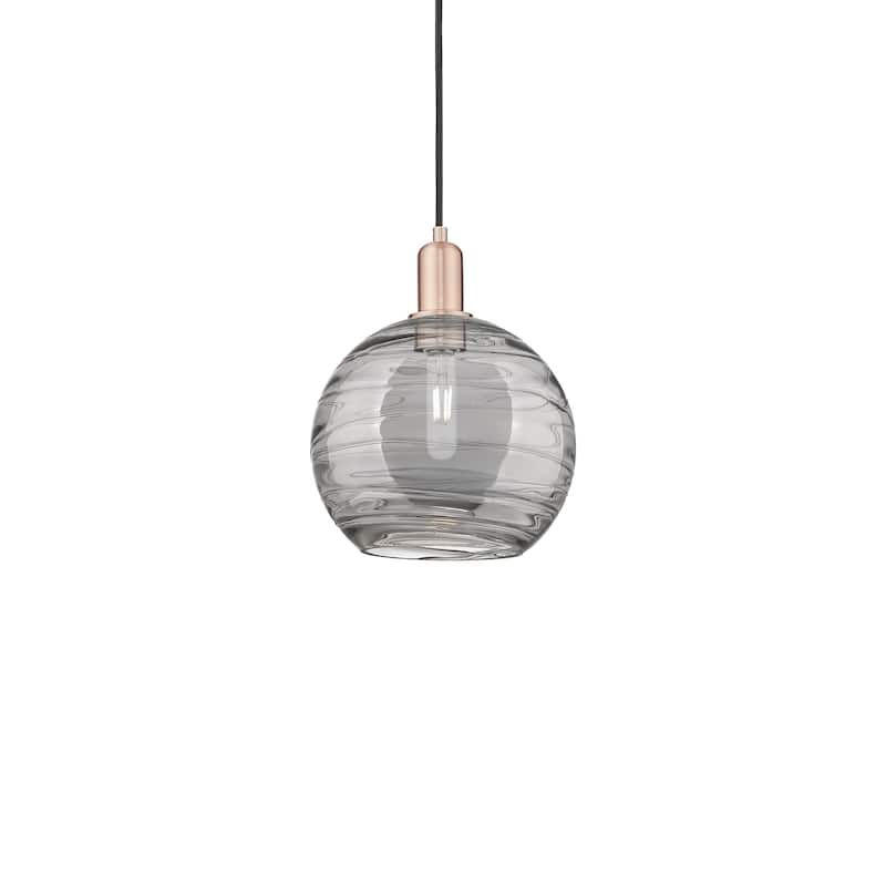 Innovations Lighting 716-1P-13-10 Athens Deco Swirl Pendant Athens - Antique Copper / Light Smoke Deco Swirl