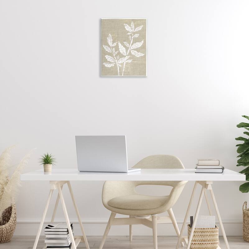 Stupell Boho Leaves on Natural Pattern Wall Plaque Art Design By Melissa Wang