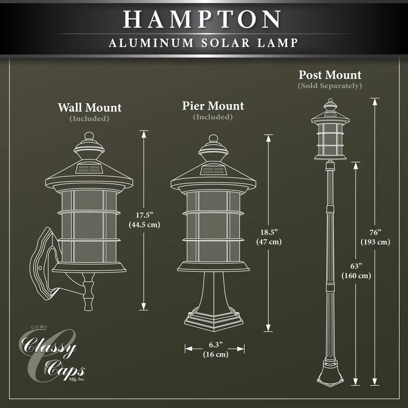 Classy Black Aluminum Hampton Solar Lamp main image 0