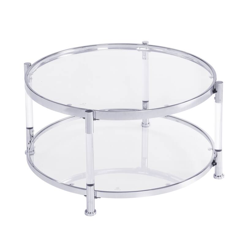Contemporary End Table with Tempered Glass Top