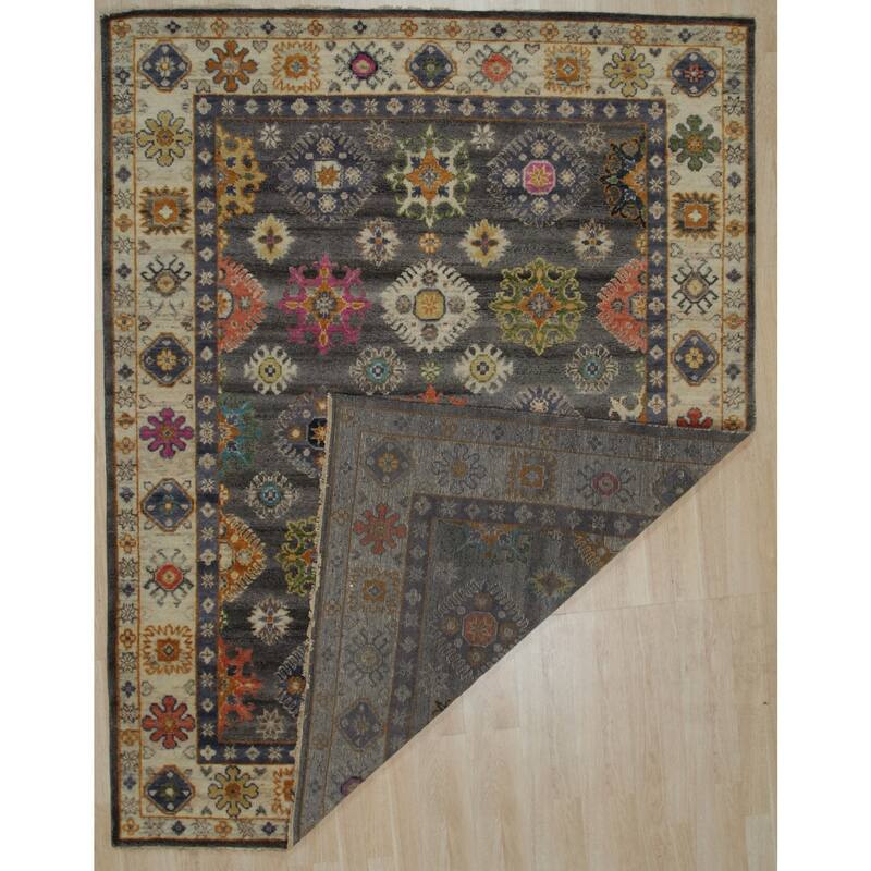 Gray/Ivory Hand Knotted Wool Traditional Malayer Rug, 10' x 14', soft elegant floor accent - L