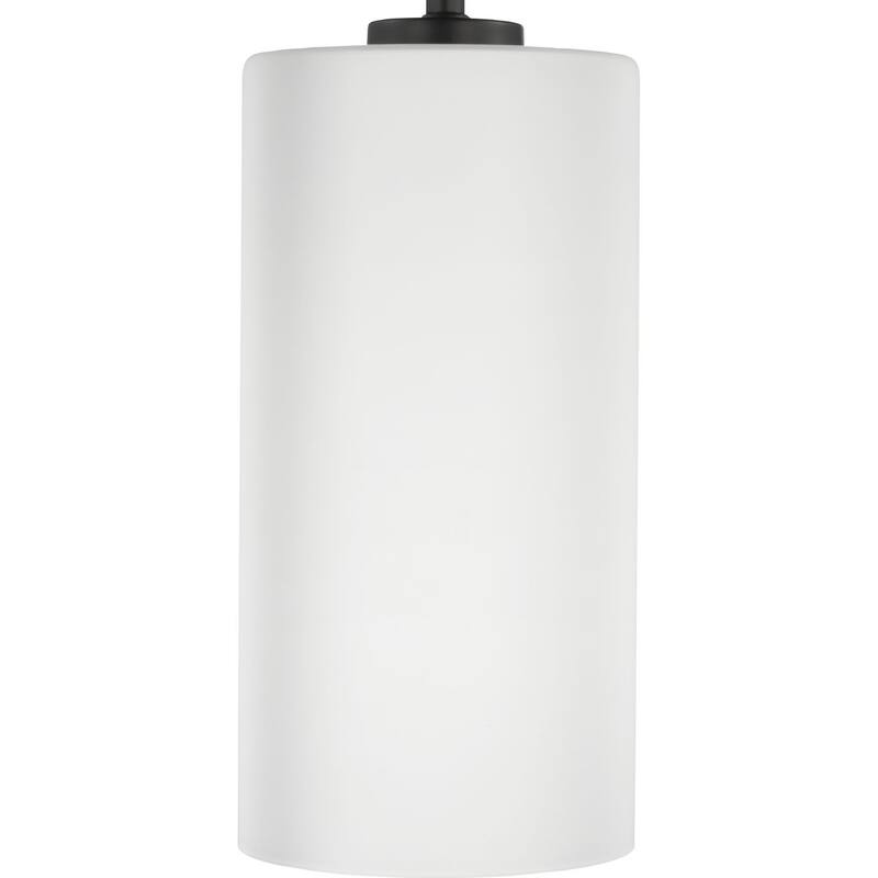 Vertex Collection One-Light Matte Black Etched White Contemporary Foyer Light - 12 in x 12 in x 22.5 in