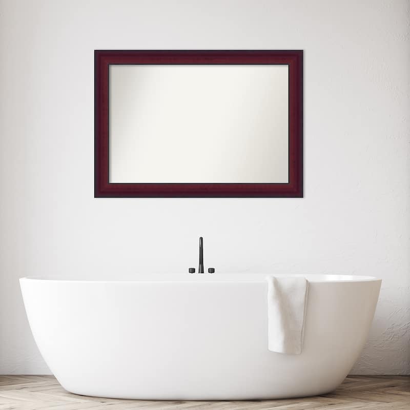 Canterbury Cherry Non-Beveled Wood Framed Bathroom Vanity Wall Mirror - Canterbury Cherry