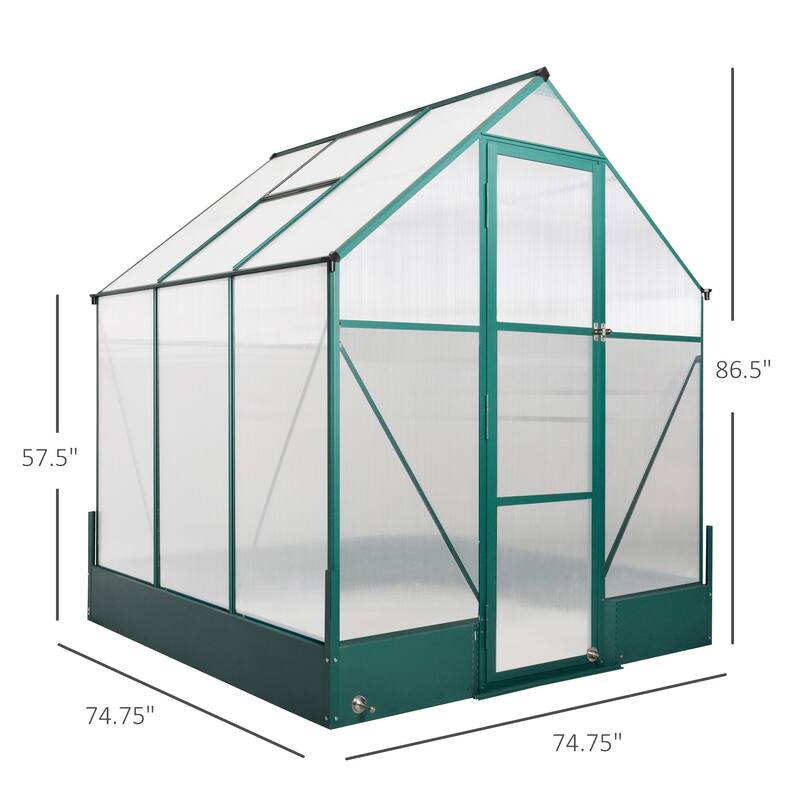 Outsunny Walk-in Plant Greenhouse for Backyard/Outdoor Use with Temperature Controlled Window, Aluminum Frame, PC Board