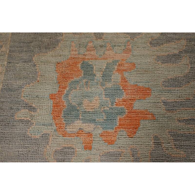 Multi-Color Oushak Area Rug Hand-Knotted Turkish Wool Carpet - 9'9" x 13'2"