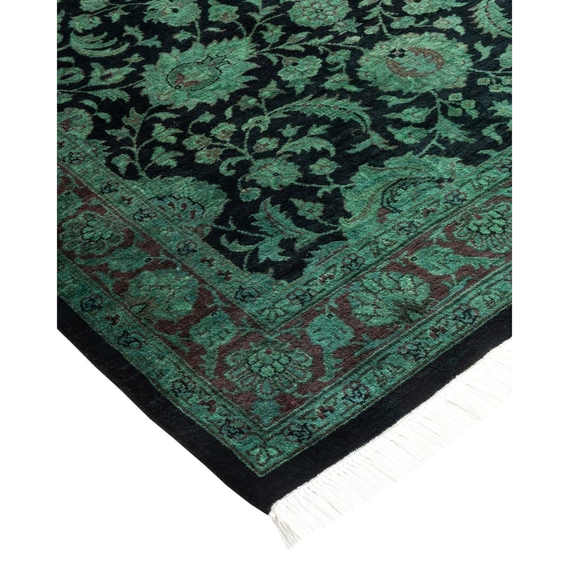 Overton Hand Knotted Wool Vintage Inspired Modern Contemporary Overdyed Black Area Rug - 3' 2" x 5' 0"