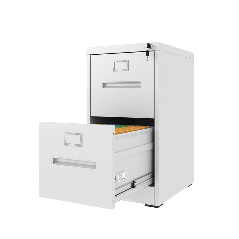 Modern 2-Drawer Narrow Filing Cabinet, Vertical Filing Cabinet with Lock and Anti-Tilt Function, for Home Office