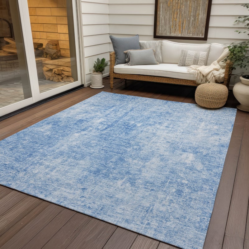 Machine Washable Indoor/ Outdoor Chantille Abstract Solid Rug