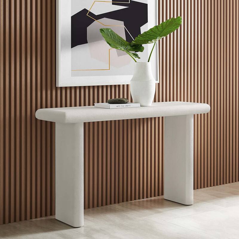 Relic Concrete Textured Console Table - White