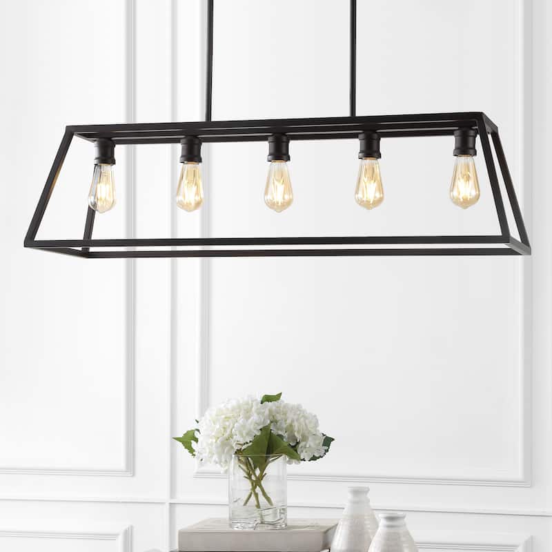 Staunton 38" 5-Light Adjustable Iron Farmhouse Vintage LED Dimmable Pendant, by JONATHAN Y