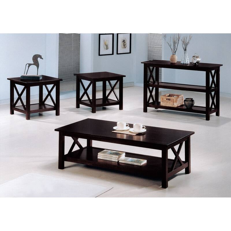 Sofa Table with 2-shelf in Dark Merlot