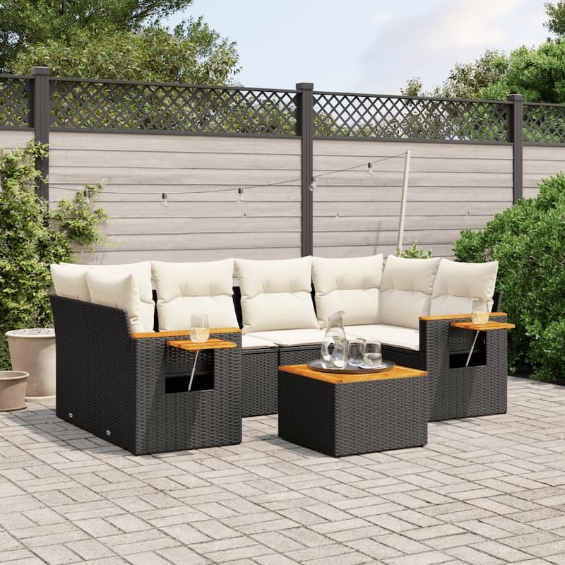 vidaXL Garden Sofa Set Black - 21.7 x 21.7 x 14.6 in