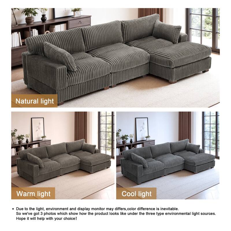 Oversized Plush Modular Sectional Sofa Set L Shaped Couch