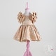 preview thumbnail 9 of 10, Special Occasion Dress with Two Flowers on Shoulders 12 - 18 Months - Powder