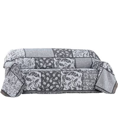 Floral Patchwork Fringe Border Furniture Throw - Sofa
