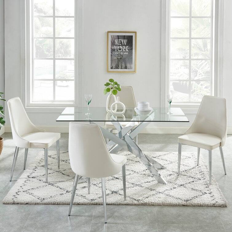 2pcs Glass Top End Table Coffee Table Set
