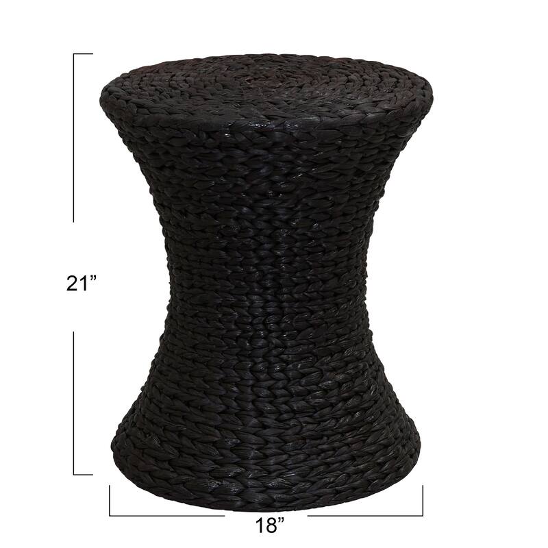 Household Essentials Handwoven Wicker Stool with Hourglass Shape