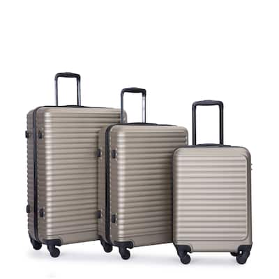 3 Piece Luggage Sets ABS Lightweight Suitcase with Two Hooks, Spinner Wheels, TSA Lock, (20/24/28)