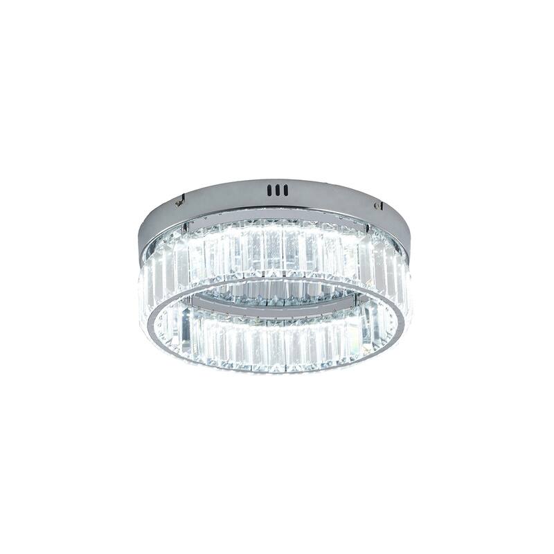 1-Light Chrome Dimmable LED Flush Mount With Clear Crystals