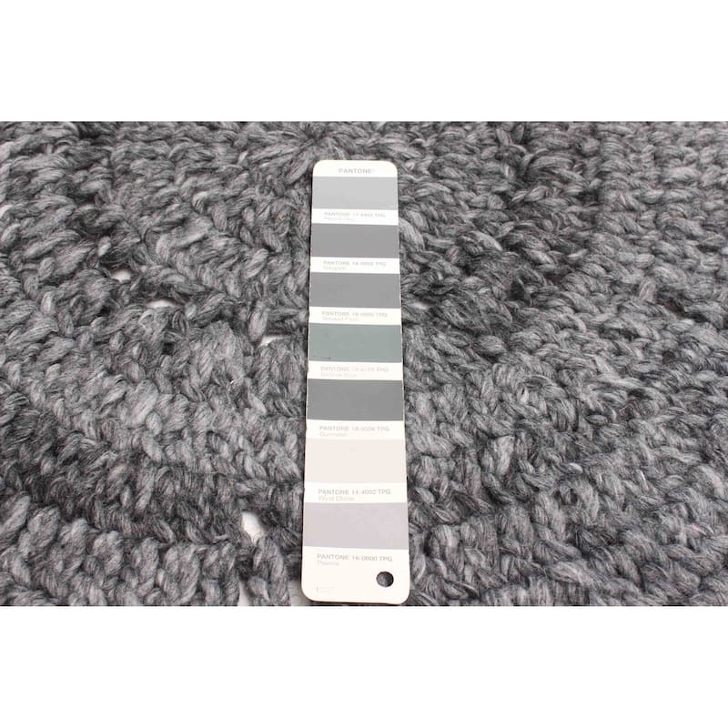 ECARPETGALLERY Braid weave Sienna Dark Grey Wool Rug - 3'2 x 3'2