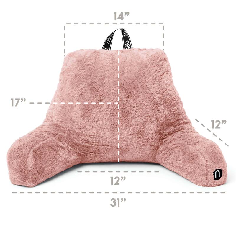 Emperyan Fur Reading Pillows for Sitting in Bed Adult & Kids, Sit Up Back Support Pillow for Bed Rest