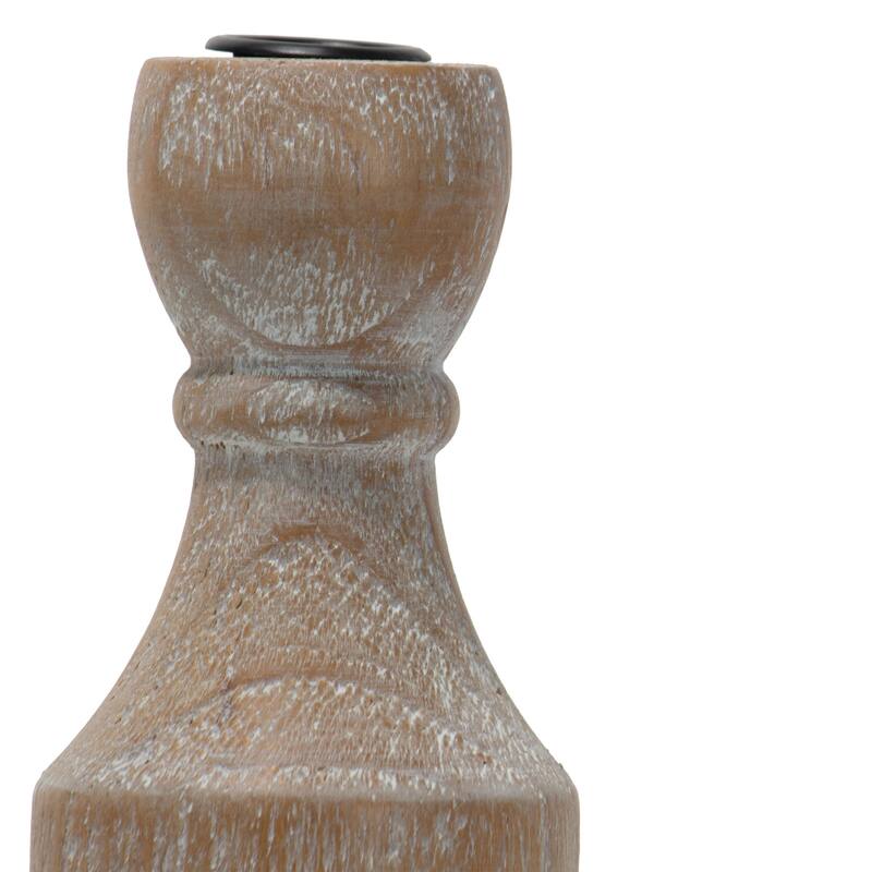 Foreside Home & Garden Natural Whitewashed Large Taper Candle Holder - 3.5 x 3.5 x 9.25