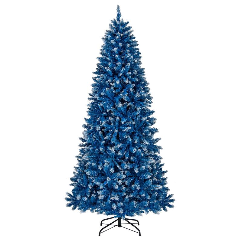Blue Holiday Tree with White LED Lights and Fireproof PVC Branch Tips Included Sturdy Metal Stand - Multi