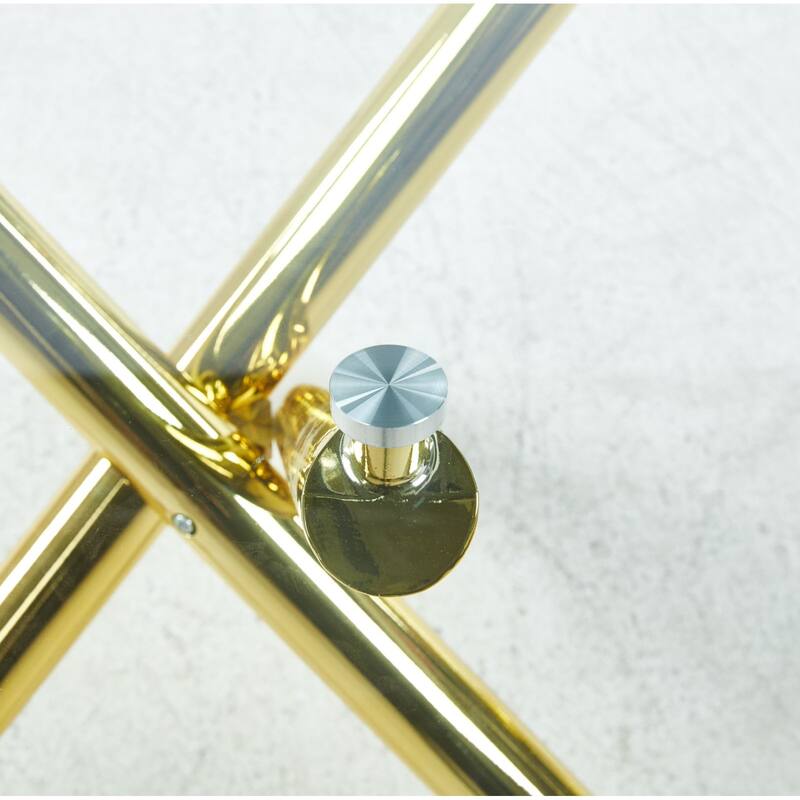 Dining Table with Metal Leg and Glass, Modern Space Saving Kitchen Table for Living Room