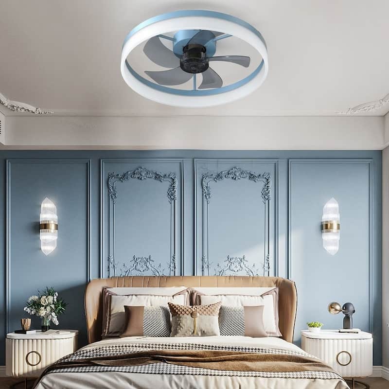 Modern Flush Mount Ceiling Fan with Lights