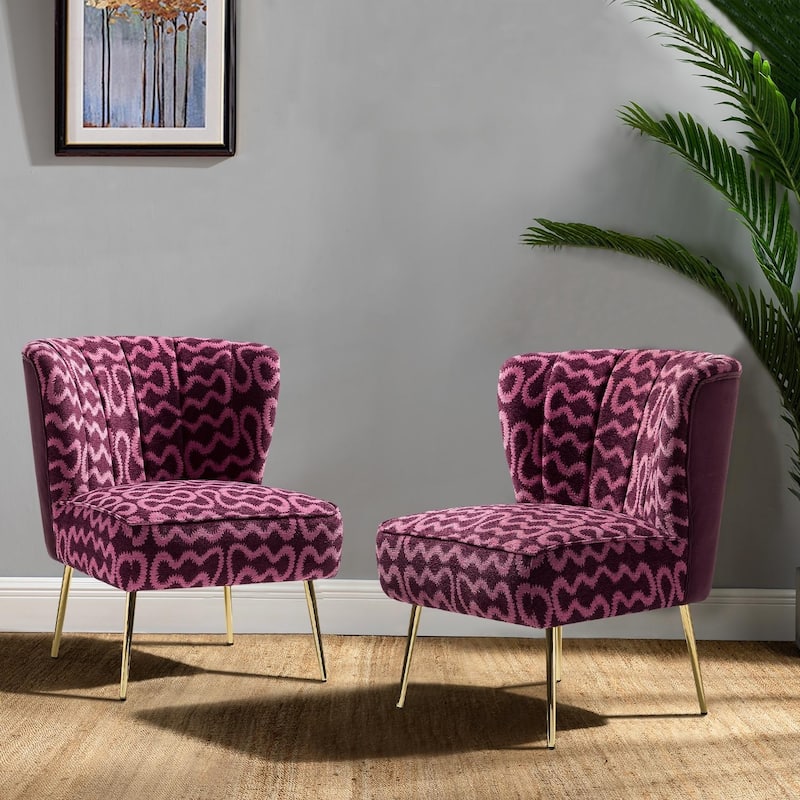 Almira Contemporary Upholstered Armless Side Chair with Tufted Back Set of 2 by HULALA HOME